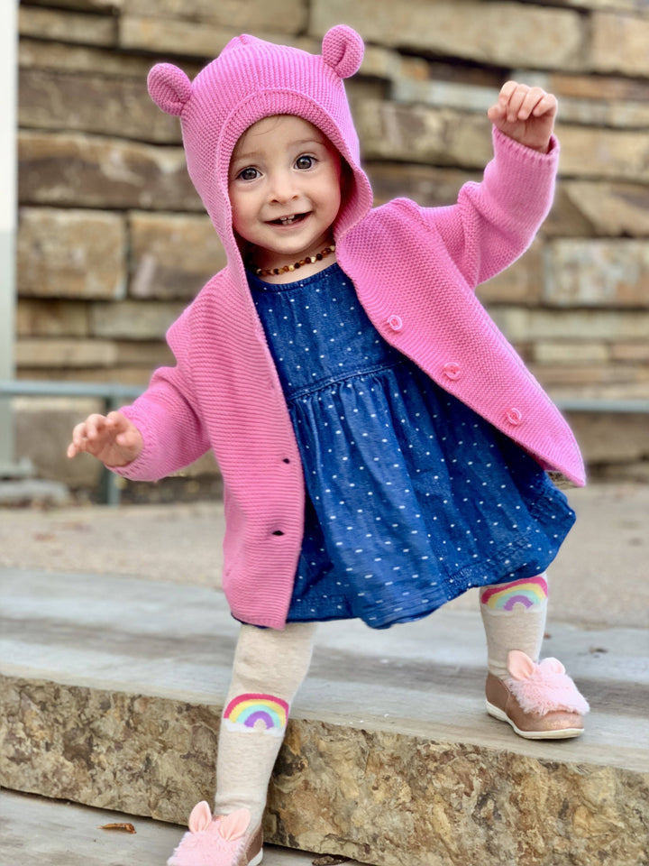 Baby Baltic Amber Necklace - 11 In Amber Teething Necklace Raw Polish Basic Infant Screw Pop Clasp