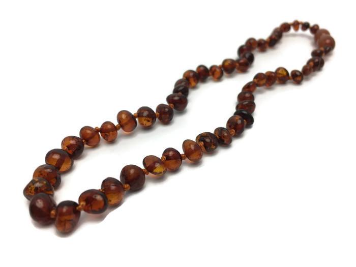 Baby Baltic Amber Necklace - 11 In Amber Teething Necklace Raw Polish Basic Infant Screw Pop Clasp
