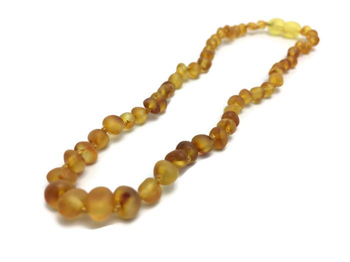 Baby Baltic Amber Necklace - 11 In Amber Teething Necklace Raw Polish Basic Infant Screw Pop Clasp