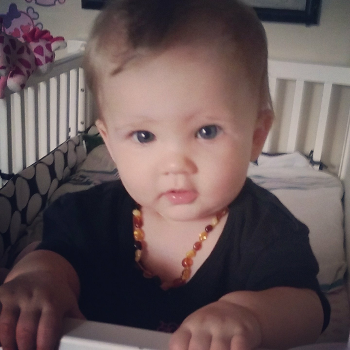 11 inch Baltic Amber Teething Necklace Bean Multi Pain