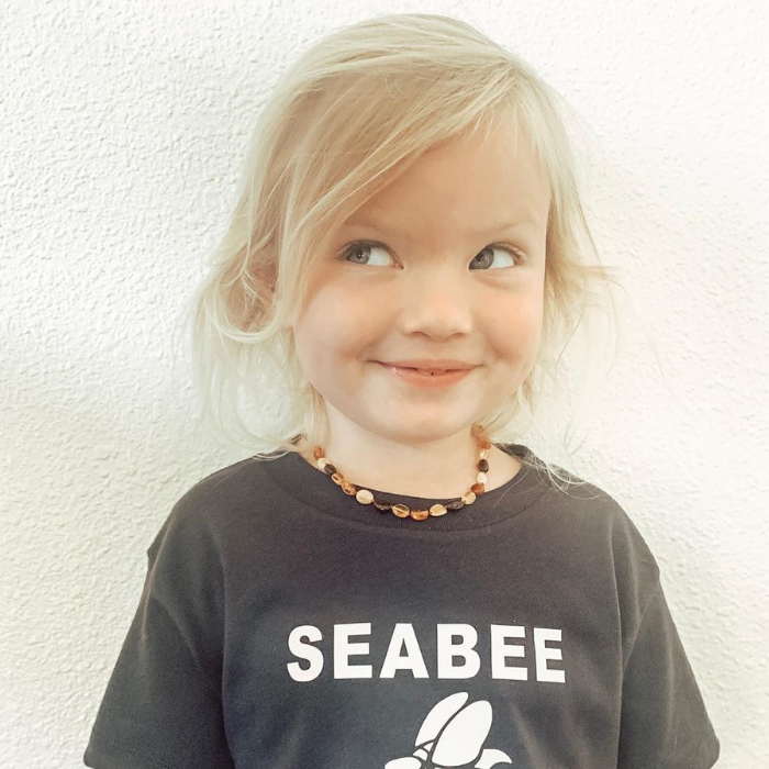 11 inch Baltic Amber Teething Necklace Bean Multi Pain