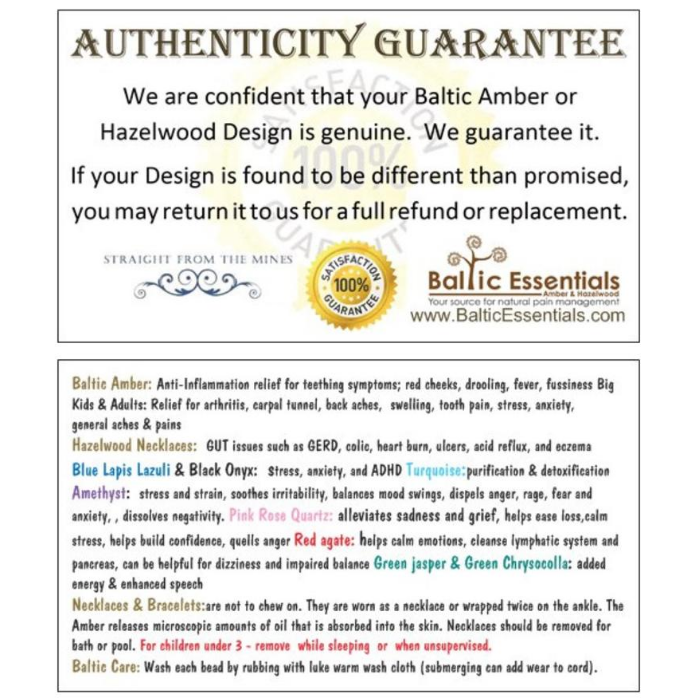 Baby Baltic Amber Necklace - Baltic Amber Teething Necklace And Rose Gemstone