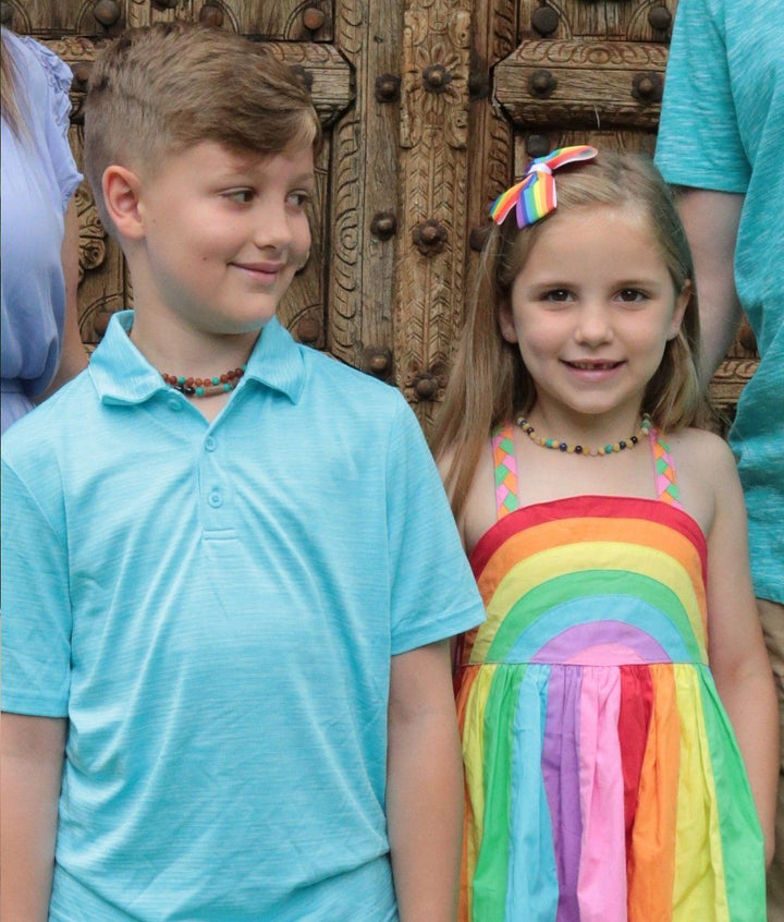 Baby Baltic Amber Necklace - Bracelet Baltic Amber Teething Raw Milk Turquoise Lapis Pink Amethyst