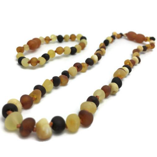 Fast RELIEF for Teething Baby NATURALLY 100% Baltic Amber Teething Necklace Raw Multi