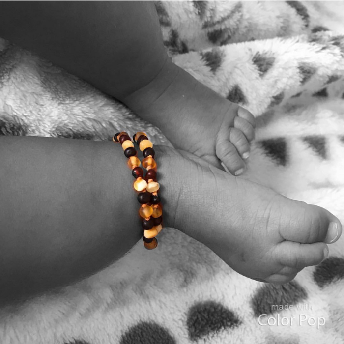 Fast RELIEF for Teething Baby NATURALLY 100% Baltic Amber Teething Necklace Raw Multi