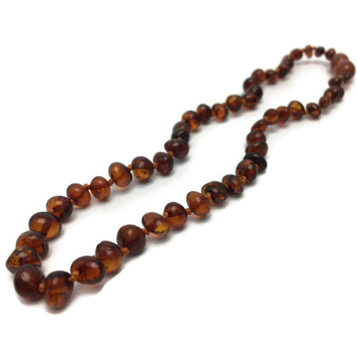 Baby Baltic Amber Necklace - Polished Cognac Baltic Amber Necklace For Baby
