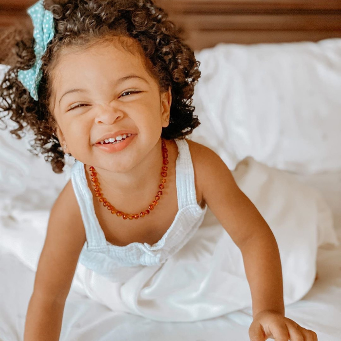 Baby Baltic Amber Necklace - Polished Cognac Baltic Amber Necklace For Baby, Infant, Toddler.