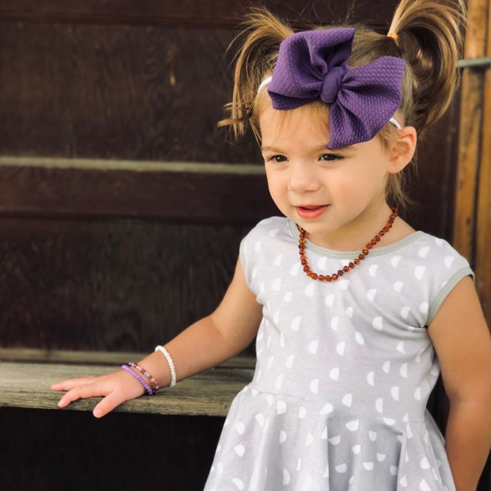 Baby Baltic Amber Necklace - Polished Cognac Baltic Amber Necklace For Baby, Infant, Toddler.