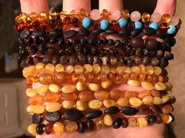 Baby Baltic Amber Necklace - Teething Necklace 11" Baltic Amber Teething Necklace 