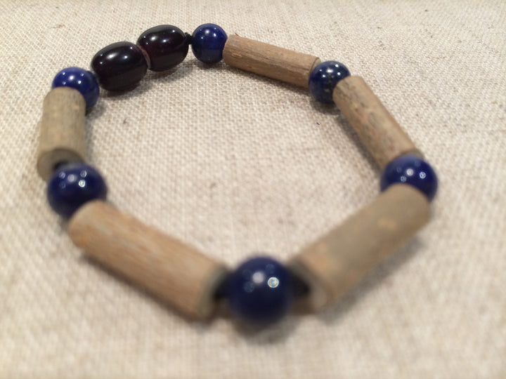 Baby Hazelwood Bracelet - Blue Lapis Lazuli 5.5 Or 6.5 Inch Hazelwood Bracelet GERD Colic Eczema