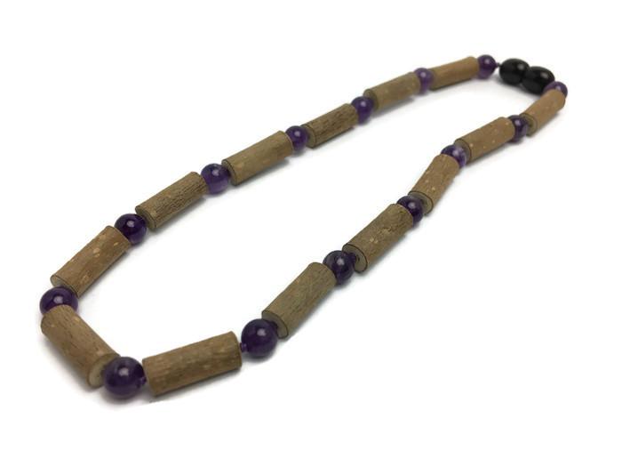 Baby Hazelwood Necklace - Hazelwood Necklace 11 In Eczema Colic Reflux GERD Rose Quartz Green Jasper