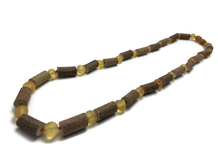Baby Hazelwood Necklace - Hazelwood Necklace 11 In Eczema Colic Reflux GERD Rose Quartz Green Jasper