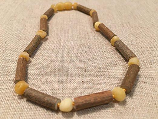 Baby Hazelwood Necklace - Hazelwood Necklace 11 In Eczema Colic Reflux GERD Rose Quartz Green Jasper