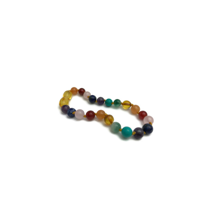 Baltic Amber Bracelet - 5.5 - 6 Inch Baltic Amber Bracelet Rainbow Honey Pink Amethyst Baby Toddler