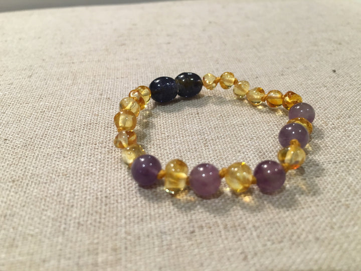 Baltic Amber Bracelet 5.5 6 Inch Baltic Amber Bracelet Polished Lemon Amethyst Newborn Baby Toddler