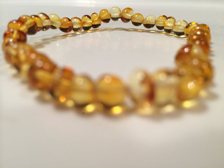 Baltic Amber Bracelet - Adult Bracelet Pain Relief Or Hormonal  7.5 Inch Stretch