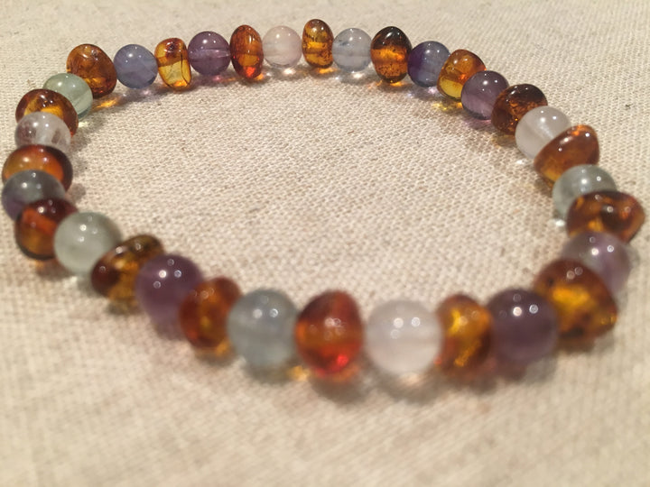 Baltic Amber Teen Adult 6.5 to 7 inch Bracelet Rainbow Cognac Amber