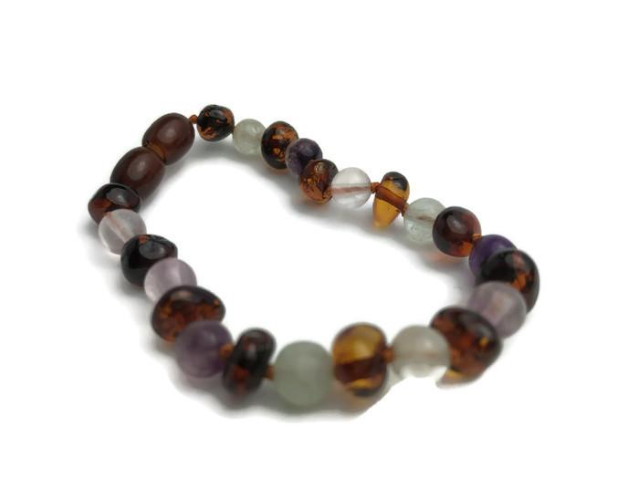 Baltic Amber Bracelet - Baltic Amber Teen Adult 7 To 7.5 Inch Bracelet Rainbow Baltic Amber Cognac