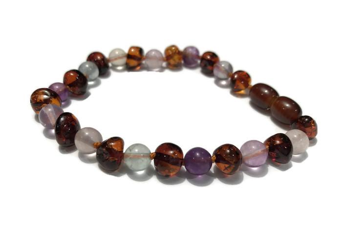 Baltic Amber Bracelet - Baltic Amber Teen Adult 7 To 7.5 Inch Bracelet Rainbow Baltic Amber Cognac