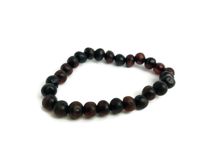 Baltic Amber Bracelet - Baltic Amber Teething Bracelet Raw Cherry Stretch Fever Drool