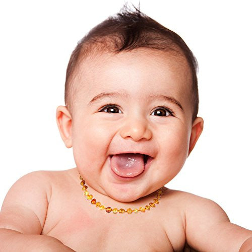 Baltic Amber Necklace - Fast RELIEF For Teething Baby NATURALLY 100% Baltic Amber! Polished Lemon