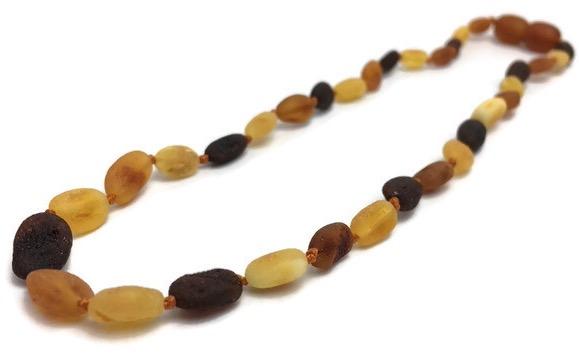 Baltic Amber Necklace - 11 Inch Baltic Amber Necklace Raw Multi Bean Amber Newborn Baby, Infant, Toddler