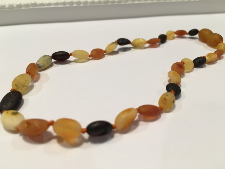 Baltic Amber Necklace - 11 Inch Baltic Amber Necklace Raw Mutli Bean Amber Newborn Baby, Toddler
