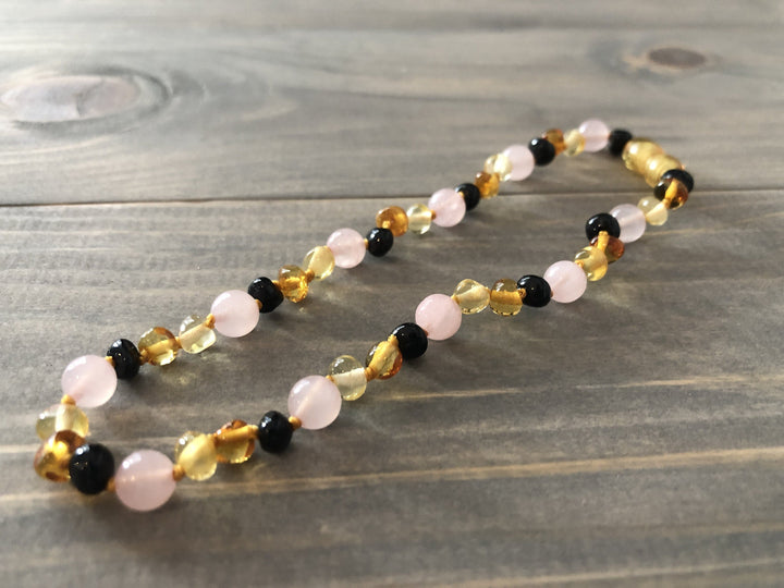 Baltic Amber Necklace - 12.5 11 14 In Baltic Amber Teething Necklace Pink Multi