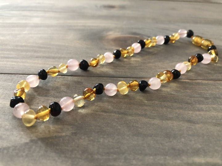 Baltic Amber Necklace - 12.5 11 14 In Baltic Amber Teething Necklace Pink Multi