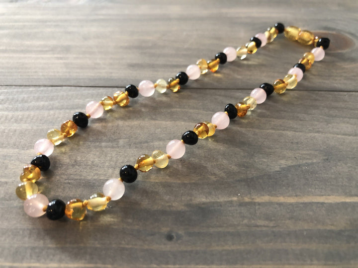 Baltic Amber Necklace - 12.5 11 14 In Baltic Amber Teething Necklace Pink Multi