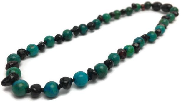 Baltic Amber Necklace 12.5 Inch Baltic Amber Necklace Polished Cherry Green Chyrsocolla Baby Infant