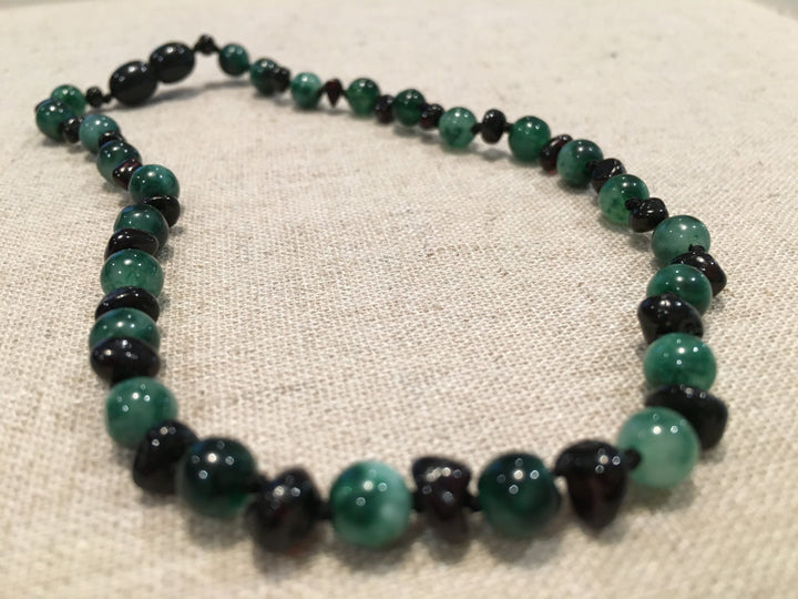 Baltic Amber Necklace 12.5 Inch Baltic Amber Necklace Polished Cherry Green Chyrsocolla Baby Infant