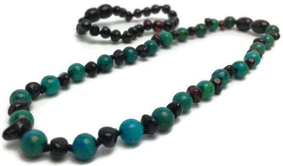 Baltic Amber Necklace 12.5 Inch Baltic Amber Necklace Polished Cherry Green Chyrsocolla Baby Infant