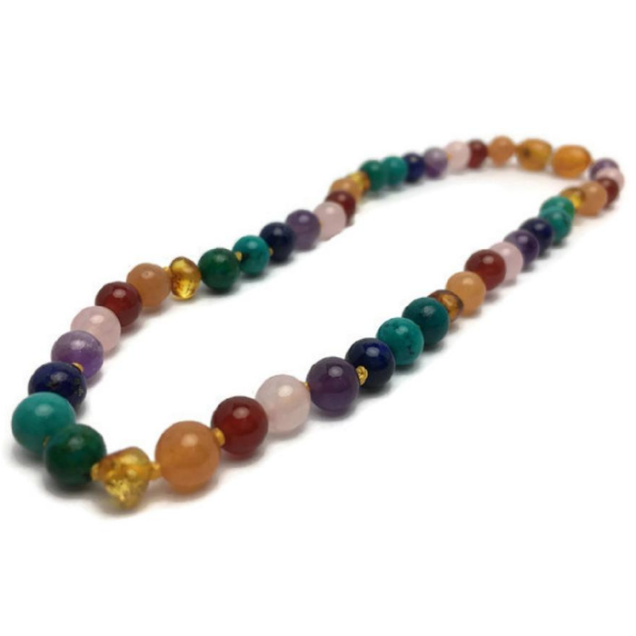 Baltic Amber Necklace - 12.5 Inch Baltic Amber Teething Necklace Basic Polish Raw Baby Toddler
