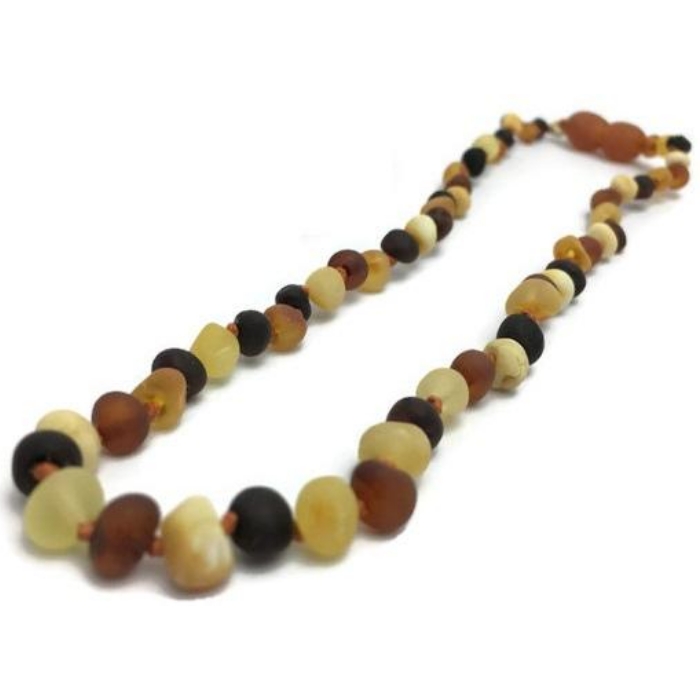 Baltic Amber Necklace - 12.5 Inch Baltic Amber Teething Necklace Basic Polish Raw Baby Toddler