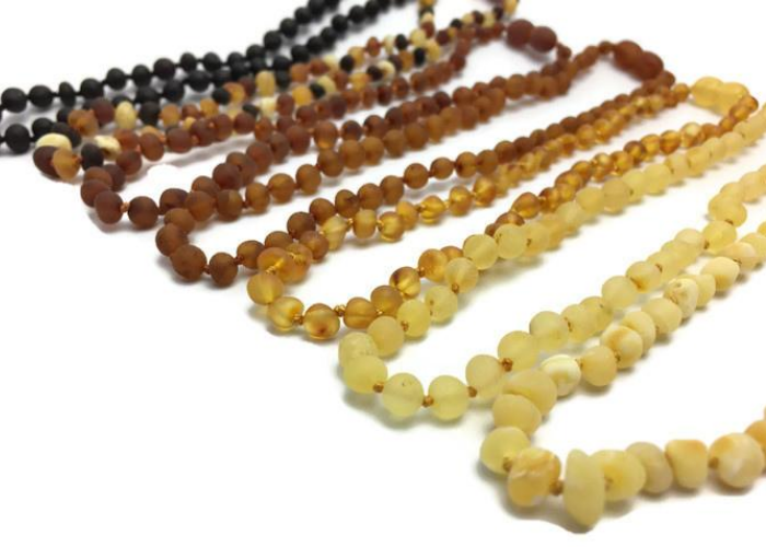 Baltic Amber Necklace - 12.5 Inch Baltic Amber Teething Necklace Basic Polish Raw Baby Toddler