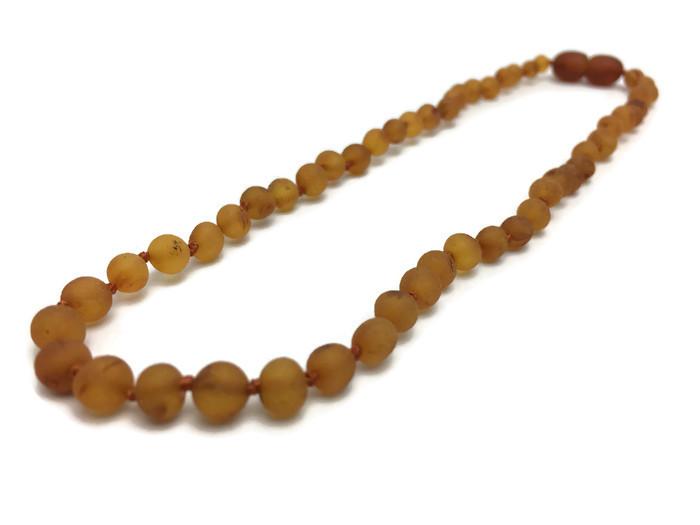 Baltic Amber Necklace - 12.5 Inch Baltic Amber Teething Necklace Basic Polish Raw Baby Toddler