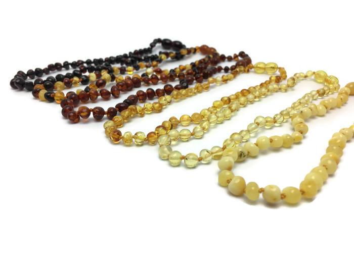 Baltic Amber Necklace - 12.5 Inch Baltic Amber Teething Necklace Basic Polish Raw Baby Toddler