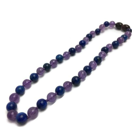 Baltic Amber Necklace - 12.5 Or 14 17 19 Inch ADHD Focus Anger Amethyst Lapis Lazuli