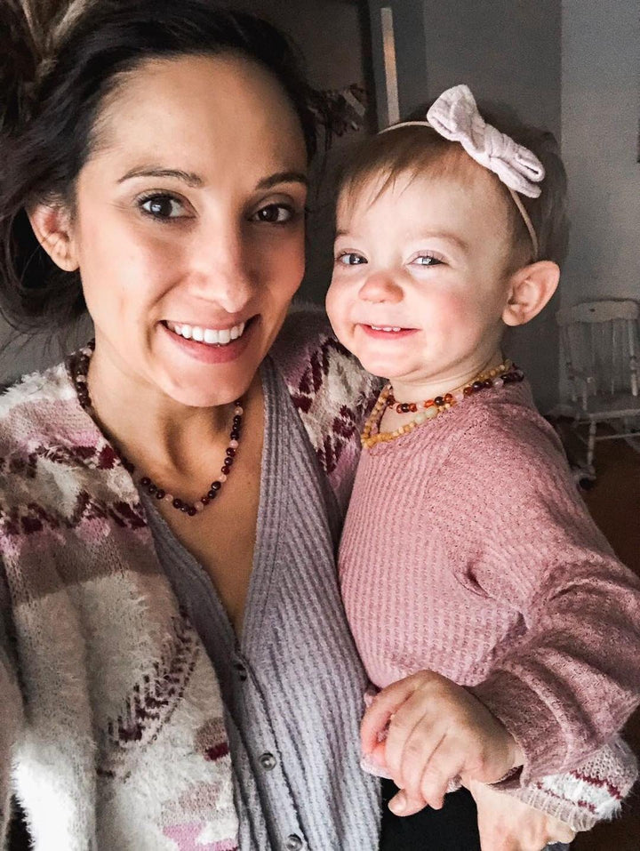 Baltic Amber Necklace - 14 15 Inch ADHD Anxiety Teething Raw Milk Lapis Lazuli Baltic Amber Necklace