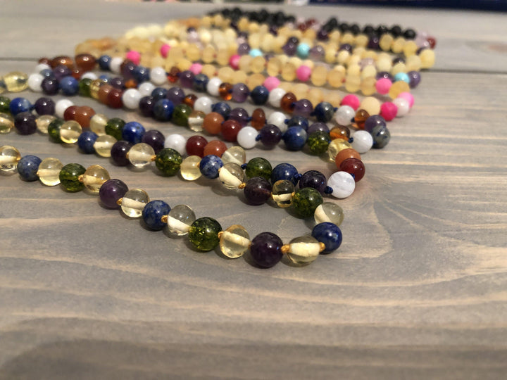 Baltic Amber Necklace 18 19 In Baltic Amber Necklace Raw Milk Lemon Pink Rose Amethyst Turquoise