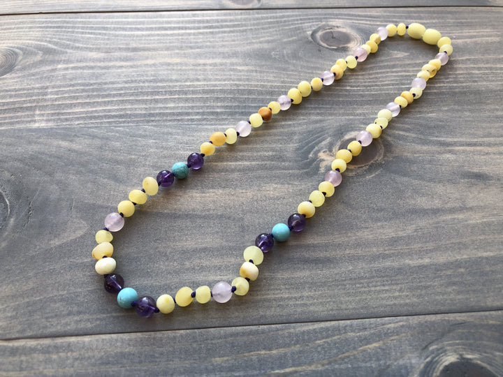 Baltic Amber Necklace 18 19 In Baltic Amber Necklace Raw Milk Lemon Pink Rose Amethyst Turquoise