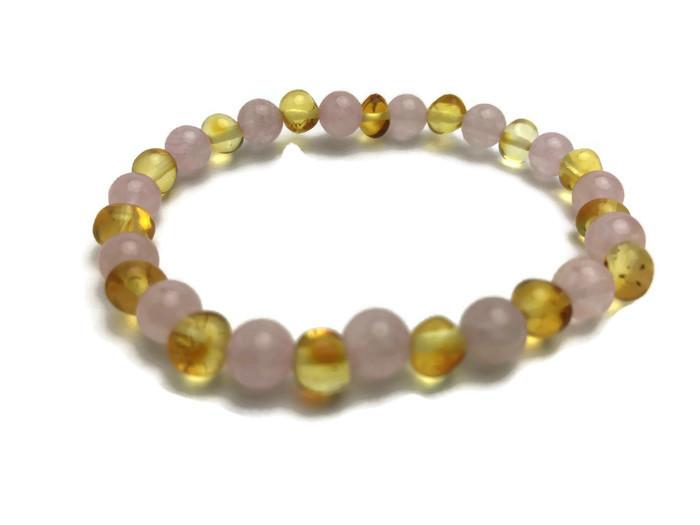 Baltic Amber Necklace - Baltic Amber Teen Adult 6.5 7.5 Inch Bracelet Honey Amber Pink Sadness