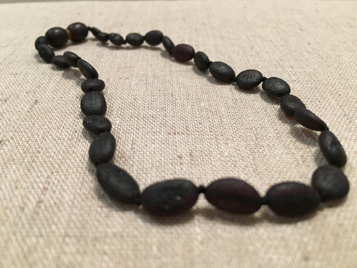 Baltic Amber Necklace - Baltic Amber Teething Necklace 11" Raw Cherry Newborn Infant Baby Bean POP
