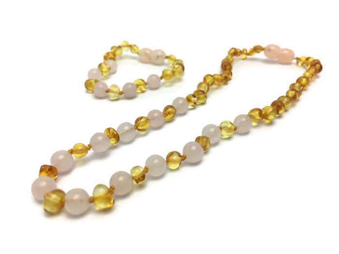 Baltic Amber Necklace - Baltic Amber Teething Necklace Bracelet SET 12.5 5.5 Baby Toddler