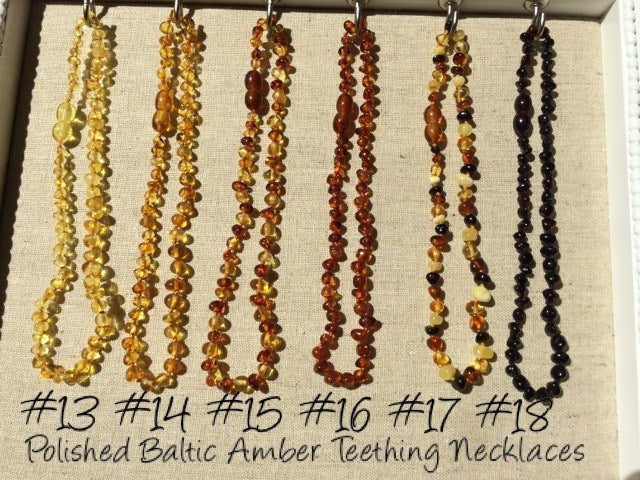 Baltic Amber Necklace - Basic 12.5" Polished Or Raw Baltic Amber Necklaces For Baby, Infant, Toddler