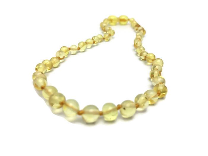 Baltic Amber Necklace - Fast RELIEF For Teething Baby NATURALLY 100% Baltic Amber! Polished Lemon
