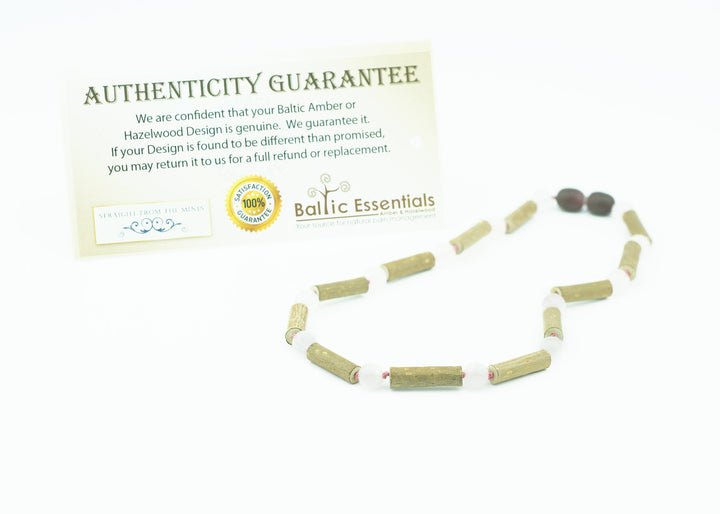 Hazelwood Necklace - 14 Hazelwood (For Heart Burn, Acid Reflux, Eczema) Pre-Teen Pink Rose Quartz