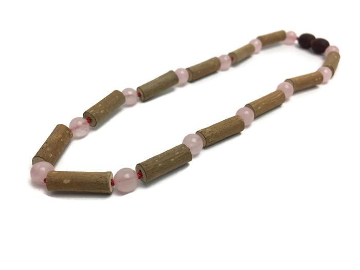 Hazelwood Necklace - Hazelwood GERD Colic Reflux Eczema Pink Rose Quartz Necklace