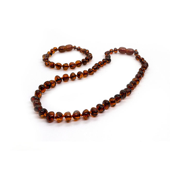 Baby Baltic Amber Necklace - Polished Cognac Baltic Amber Necklace For Baby, Infant.